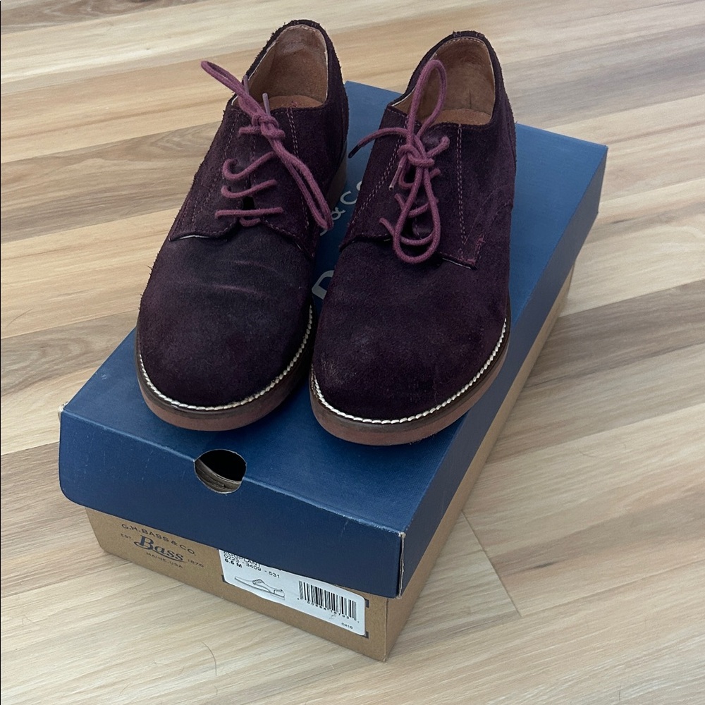 Bass Dark Burgundy Suede Oxfords